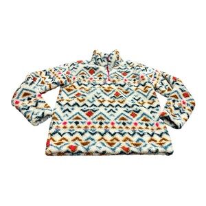 Eddie Bauer Southwestern Aztec 1/4 Zip Sherpa Fleece Pullover Jacket Size Medium